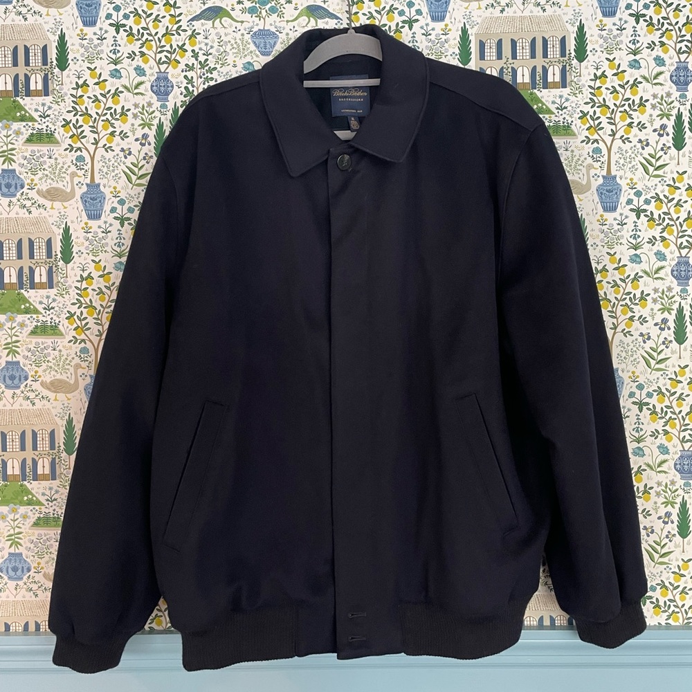 Brooks Brothers XL Brookstorm navy wool bomber jacket